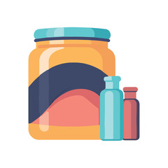 Sticker - Organic jars icon with fresh food