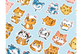 Fototapeta Pokój dzieciecy - Cute Cat Sticker Bundle