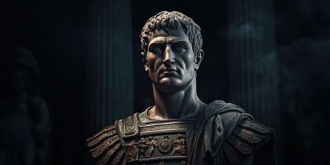 Constantine the Great bust sculpture, former Roman emperor. Generative AI