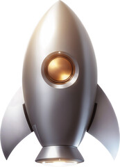 3d render rocket illustration. 3d cartoon style minimal spaceship rocket icon. isolated on white bac