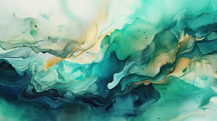 Wall Mural - Abstract green ink wallpaper with copy space