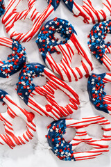 Canvas Print - Red White and Blue Chocolate Covered Pretzel Twists