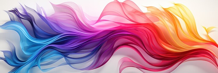 Wall Mural - a multicolored wave of flowing fabric against a white background. generative ai image.