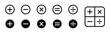 Plus, minus icon set. Calculator, math icon. Plus, minus, multiply, equal and divide sign. EPS 10