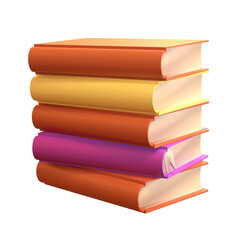 3D Stack of Closed Books Icon isolated transparent png. Render Educational or Business Literature. Reading Education, E-book, Literature, Encyclopedia, Textbook Illustration