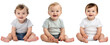 © EOL STUDIOS - Set of happy, smiling Caucasian toddler baby kid in sitting pose. On transparent background