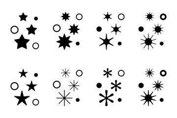 Poster - collection of various decorative sets of stars with figures. graphic elements for designs. groups of