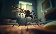 Wide Angle Shot Full Body Of Mosquito. Generative AI.
