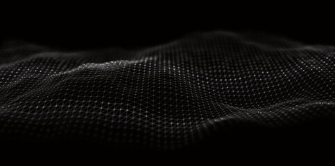 Wall Mural - abstract white particle background. flow wave with dot landscape. digital data structure. future mes
