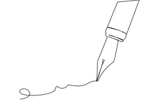 One line hand writing continuous line drawing hand with pen line art illustration