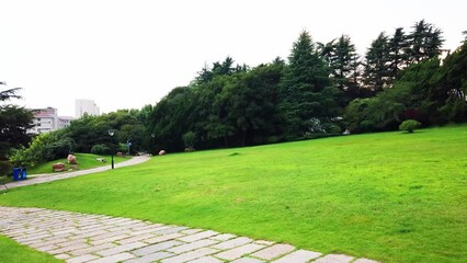 Wall Mural - 4k outdoor city garden greening environment street view