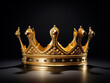 canvas print picture - A king crown made of gold isolated on plain background. Decorated with precious stones. It is a symbol of the fame of a kingdom.