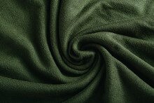 Dark Green Cashmere Fabric Close Up.
