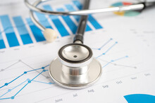 Stethoscope On Graph Paper, Finance, Account, Statistics, Investment, Analytic Research Data Economy And Business Company Concept.