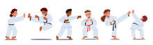 Karate Kids, Young Characters Learning Discipline, Self-defense, And Respect Through The Practice Martial Arts Skills