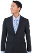 © vectorfusionart - Digital png photo of happy asian businessman looking sideways on transparent background