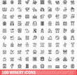 © ylivdesign - 100 winery icons set. Outline illustration of 100 winery icons vector set isolated on white background