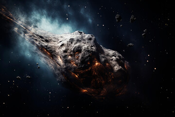 Wall Mural - asteroid in outer space. generative ai