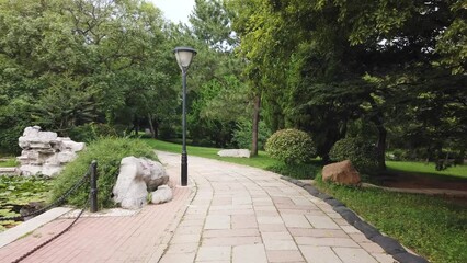 Wall Mural - 4k outdoor city garden greening environment street view