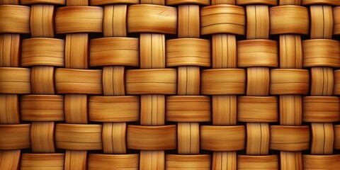 Wall Mural - Rattan wooden basket weaving background. AI Generated