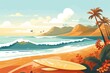 Beach Illustration for International Surfing Day. Generative AI