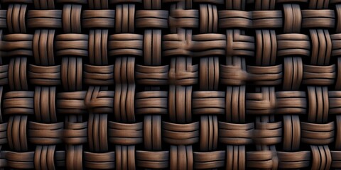 Wall Mural - Black rattan wooden basket weaving background. AI Generated