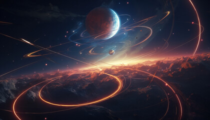 Wall Mural - spiral galaxy background, Abstract background, portal to the metaverse. generative AI