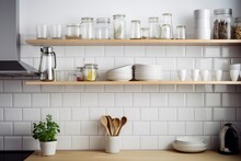 Contemporary Elegance Close-Up Details Of White Apartment Kitchen. Generative AI