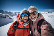 senior couple in the alps taking a selfie, generative ai