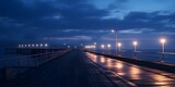 Fototapeta  - Blue Hour before the sunrise along the pier