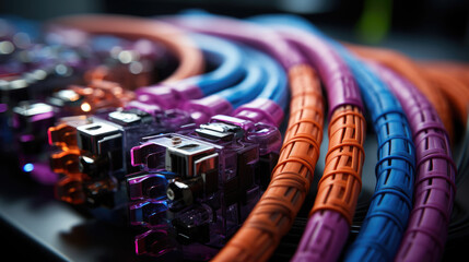 Colorful wire harness and plastic connectors for vehicles, automotive industry and manufacturing