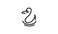 Duck Bird Swan Mallard Line Art Logo Vector Desig