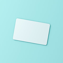Wall Mural - blank white business card isolated on blue green pastel color background with shadow minimal concept
