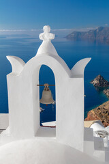 Wall Mural - Santorini - Vertical view of Oia town cityscape at Santorini island in Greece