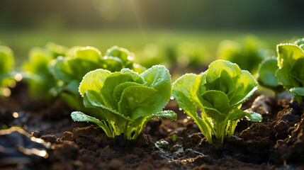 photo of green vegetable planted in the earth, generative ai