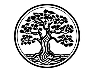 Wall Mural - Trees Ecology Symbol Vector Vyaz Pattern Ink Ancient Logo Foliage