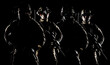United States Army rangers with assault rifle on dark background