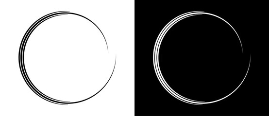 Sticker - Circle abstract background with lines in spiral. Illusion of dynamic transition. Black lines on a white background and white lines on the black side.