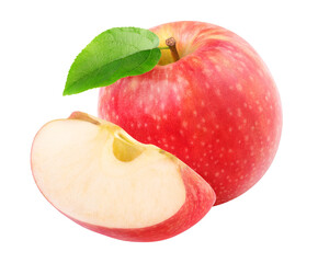 Wall Mural - one whole red apple and a piece, cut out no background