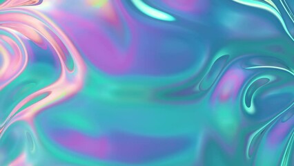 3D Animation - Abstract colorful background of a looping animated iridescent reflective material with swirling texture