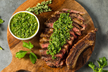 Poster - Homemade Chimichurri Sauce and Ribeye Steak