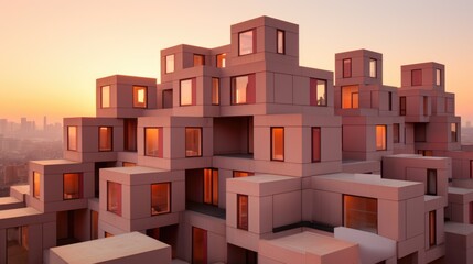 Wall Mural - a large building with many windows on top of it. generative ai image.