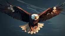 The Bald Eagle Soars With Its Wings Wide Open. (Illustration, Generative AI)