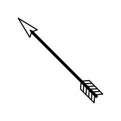 arrow for bow icon. black contour linear silhouette. side view. editable strokes. vector simple flat