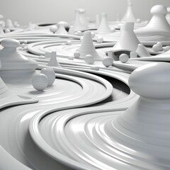 Wall Mural - A large number of white pottery pieces on a table. Generative AI image.