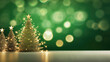 © Mr. Bolota - Elegant Christmas Banner with Blank Space for Text - A Festive Xmas Tree in Green and Gold Tones Adorned with Lights and Decorations.