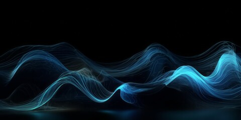 Aufkleber -  Abstract Animation of Colorful Waves on a Black Background, Evoking a Mesmerizing Blend of Light Sky-Blue, Dark Blue, and Electric Light in a Dark Sky-Blue and Dark Pink Setting