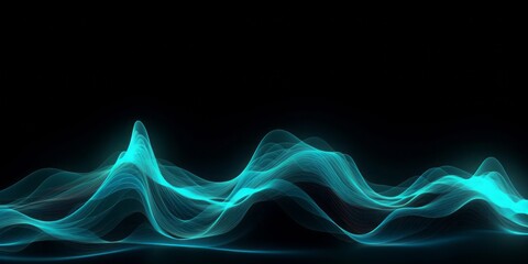 Aufkleber -  Abstract Animation of Colorful Waves on a Black Background, Evoking a Mesmerizing Blend of Light Sky-Blue, Dark Blue, and Electric Light in a Dark Sky-Blue and Dark Pink Setting