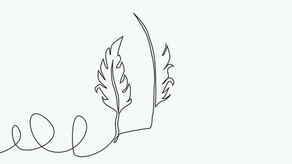 Wall Mural - Self-drawing animation of continuous drawing of one line of feathers