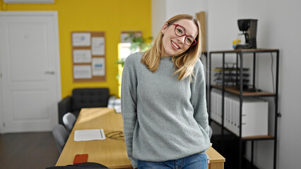 Poster - Young blonde woman business worker smiling confident at office